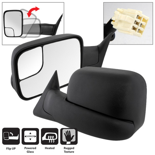 Xtune L&R Manual Extendable Power Heated Adjust Mirror Left (MIR-DRAM98-PW-SET) for Dodge Ram 1998-2001