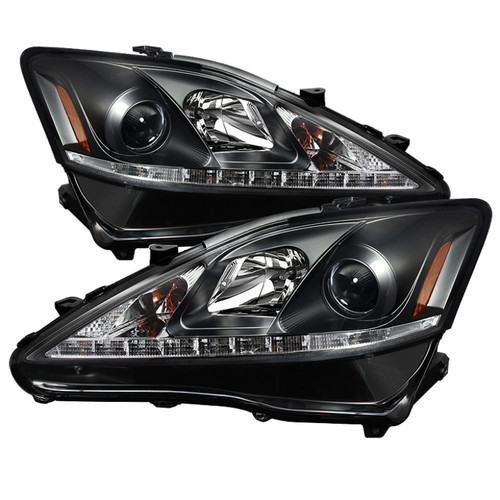 Spyder Projector Headlights with DRL in Black for Lexus IS 250/350