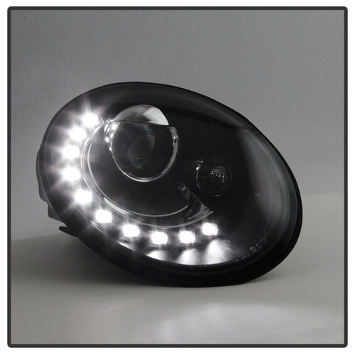 Spyder Projector Headlights with DRL LED in Black for Volkswagen Beetle
