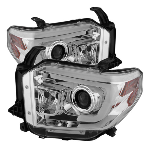 Spyder Projector Headlights with Light Bar DRL in Chrome for Toyota Tundra