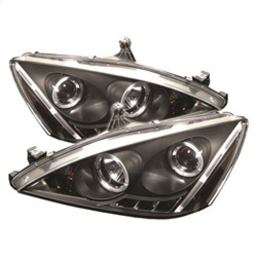 Spyder Black Projector Headlights with LED Halo and Amber Reflector for Honda Accord