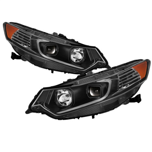 Spyder Black Projector Headlights with Light Bar DRL for Acura - PRO-JH-ATSX09-LB-BK