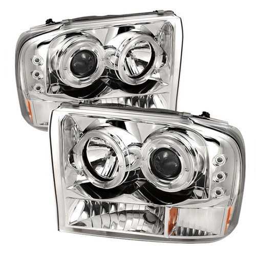 Spyder Chrome Projector Headlights Version 2 with LED Halo for Ford F250 Super Duty