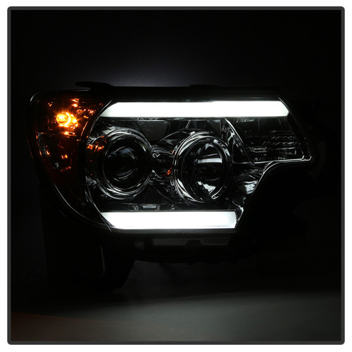 Spyder Projector Headlights with Light Bar DRL in Smoke for Toyota Tacoma