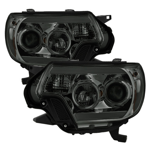 Spyder Projector Headlights with Light Bar DRL in Smoke for Toyota Tacoma