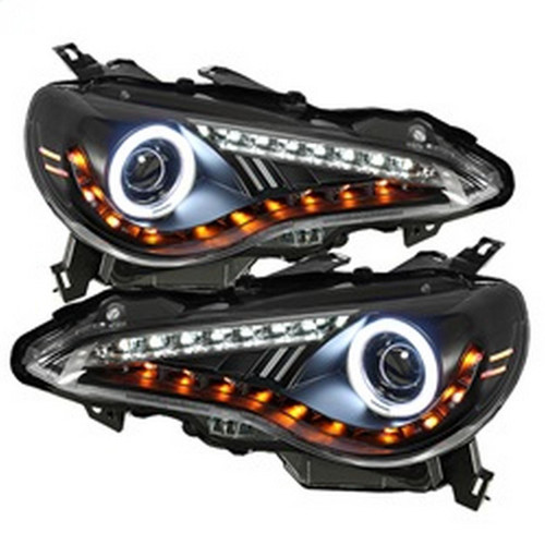 Spyder Black LED CCFL Halo DRL Projector Headlights for Scion FRS 12-14