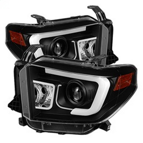 Spyder Projector Headlights with Light Bar DRL in Black for Toyota Tundra
