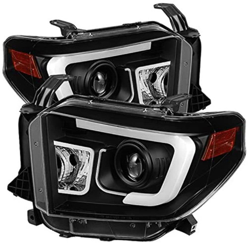 Spyder Projector Headlights with Light Bar DRL in Black for Toyota Tundra