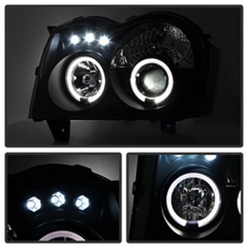 Spyder Black Smoke Projector Headlights w/ LED Halo for Grand Cherokee 05-07