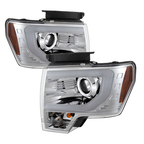 Spyder Projector Headlights with Light Bar DRL in Chrome for Ford F150 (Halogen Model)