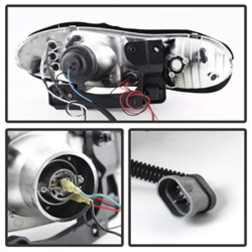 Spyder Projector Headlights with LED Halo in Black Smoke for Chevy Camaro 2DR - Low H1