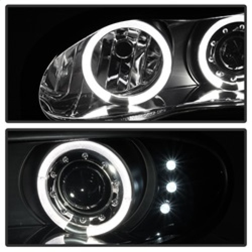 Spyder Projector Headlights with LED Halo in Black Smoke for Chevy Camaro 2DR - Low H1