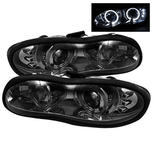 Spyder Projector Headlights with LED Halo in Smoke for Chevy Camaro