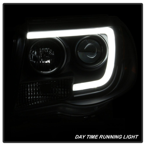 Spyder Projector Headlights with Light Bar DRL LED in Black for Toyota Tacoma