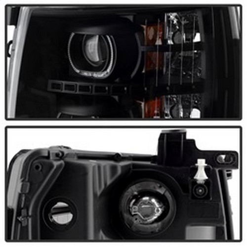 xTune LED Halo Projector Headlights for Chevy Silverado 1500/2500/3500 - Black