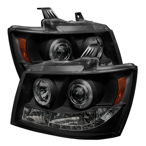 Spyder Projector Headlights LED Halo LED Black Smoke (PRO-YD-CSUB07-HL-BSM) for Chevy Suburban 1500 07-14