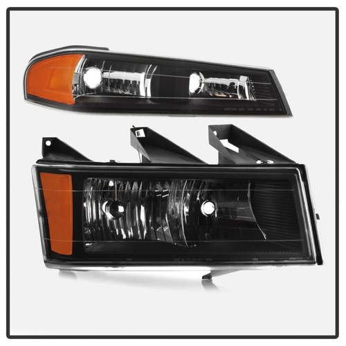 Xtune OEM Headlights w/ Bumper Lights Black (HD-JH-CCOL04-SET-BK) for Chevy Colorado 04-12