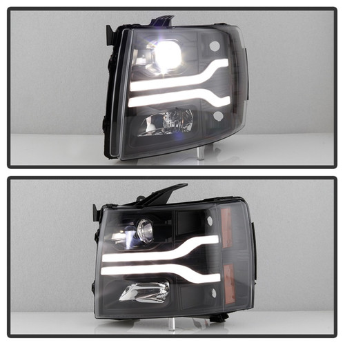 Spyder LED Black Headlights for Chevy Silverado 1500 07-13/2500HD/3500HD 07-14 (PRO-YD-CS07V3PL-BK)