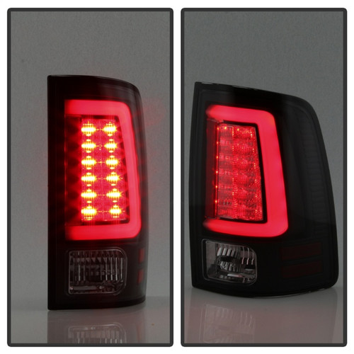 Spyder Light Bar LED Tail Lights in Black Smoke for Dodge Ram