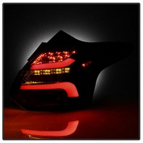 Black Smoke LED Tail Lights for 12-14 Ford Focus 5DR - spyder