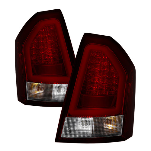 Spyder V2 Light Bar LED Tail Lights Red Clear for Chrysler 300C 08-10 (ALT-YD-C308V2-LED-RC)