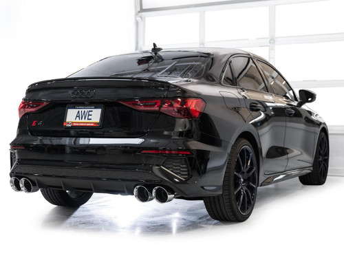 AWE Tuning Track Edition Cat-Back Exhaust for 2022-2026 Audi S3 - Chrome Silver Tips (4.5 in)