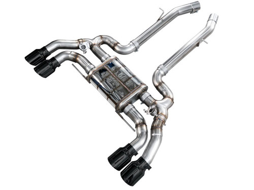 AWE Tuning SwitchPath Cat-Back Exhaust for 2020-2025 BMW F97 X3 M / F98 X4 M - Diamond Black Tips (4.5 in)