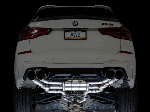 AWE Tuning SwitchPath Cat-Back Exhaust for 2020-2025 BMW F97 X3 M / F98 X4 M - Diamond Black Tips (4.5 in)