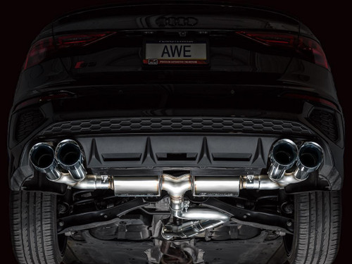 AWE Tuning Touring Edition Cat-Back Exhaust for 2022-2026 Audi S3 - Chrome Silver Tips (4.5 in)