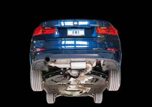 AWE Tuning Touring Edition Cat-Back Exhaust for 2013-2018 BMW F30 320i - Diamond Black Tips (4 in)