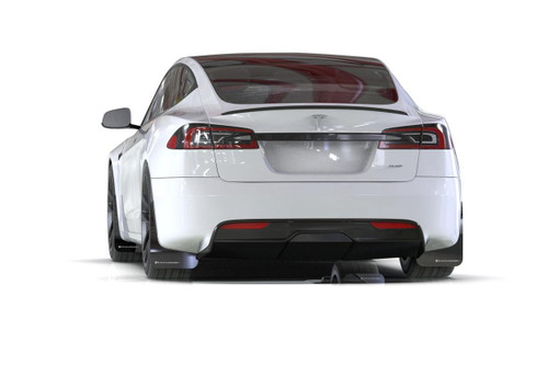 For Rally Armor 21-23 Tesla Model S / S Plaid Black UR Mud Flap W/ White Logo