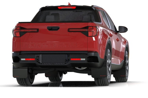 Rally Armor Black Mud Flap with Light Blue Logo for 2022 Hyundai Santa Cruz