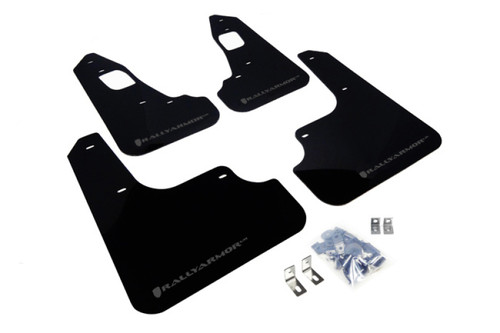 Rally Armor UR Black Mud Flap with Grey Logo for 2008+ Mitsubishi EVO X