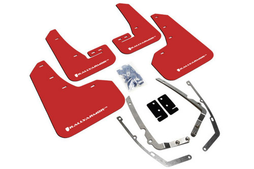 Rally Armor for 2015+ VW Golf/GTI/TSI UR Red Mud Flap w/ White Logo