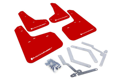 Rally Armor for 13+ Ford Focus ST Red Mud Flap W/ White Logo