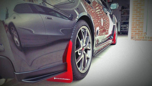 Rally Armor UR Red Mud Flap w/White Logo and Altered Font FITS 15+ Subaru WRX & STi Sedan Only MF32-UR-RD/WH-X
