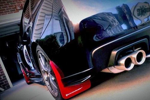 Rally Armor UR Red Mud Flap w/White Logo and Altered Font FITS 15+ Subaru WRX & STi Sedan Only MF32-UR-RD/WH-X
