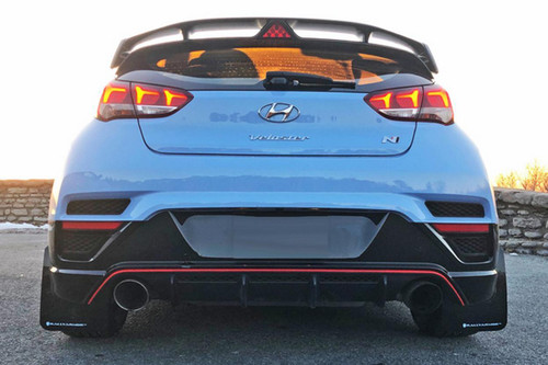 Rally Armor for 2019+ Hyundai Veloster N UR Red Mud Flap W/ White Logo