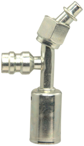 Four Seasons 45 Degree Female O-Ring Long Pilot w/ R134a Service Port, Stl, Std Dia. Beadlock 15949