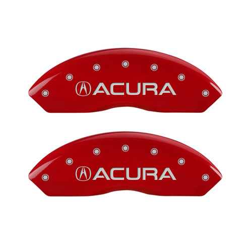 MGP 4 Caliper Covers Engraved Front Acura Engraved Rear TLX Red Finish Silver Characters