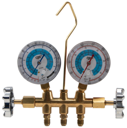 Four Seasons R134a Brass Fahrenheit Manifold Gauge Set w/ Coupler 59198