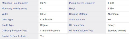 Enginetech EP365 Oil Pump for 2005-2017 Cadillac/Chevrolet/GMC/Hummer/Isuzu/Pontiac/Saab 9-7x, Ascender, Avalanche, CTS, Camaro, Canyon, Cap