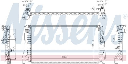 Nissens Radiator 606340 for 2013-2024 Mini 1.6L 2.0L (Cooper, Cooper Clubman)