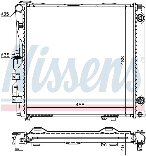 Nissens Radiator w/Integrated Transmission Oil Cooler 62682A for 1988-1991 Mercedes-Benz 3.0L (300SE, 300SEL)