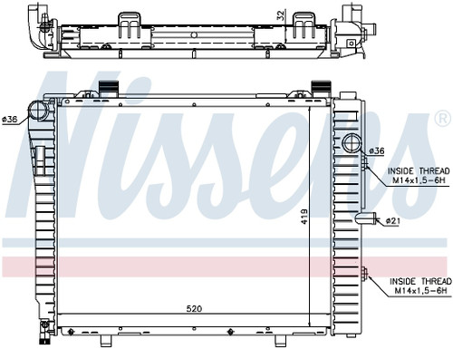 Nissens Radiator w/Integrated Transmission Oil Cooler 62712A for 1999-2000 Mercedes-Benz 2.3L (C230)