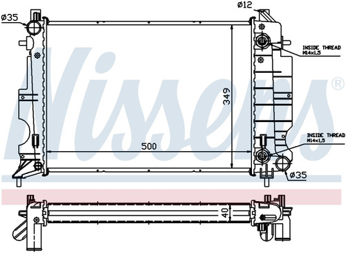 Nissens Radiator w/Integrated Transmission Oil Cooler 64034A for 1994-2003 Saab 2.0L 2.3L (9-3, 900)