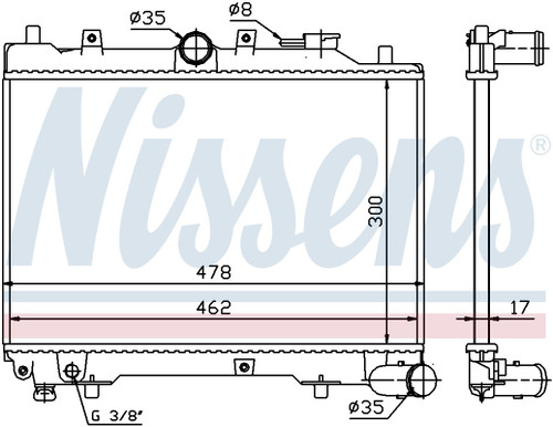 Nissens Radiator 62512 for 1993-1997 Mazda 2.5L (626, MX-6)