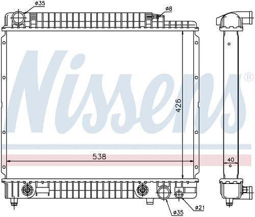 Nissens Radiator w/Integrated Transmission Oil Cooler 62724A for 1985 Mercedes-Benz 3.0L (300CD, 300D, 300SD, 300TD)