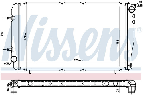 Nissens Radiator w/Integrated Transmission Oil Cooler 641111 for 1990-1994 Subaru 2.2L (Legacy)