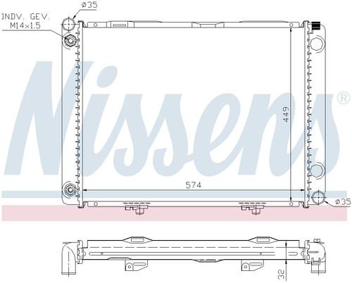 Nissens Radiator w/Integrated Transmission Oil Cooler 62734A for 1986-1989 Mercedes-Benz 2.5L (190D)
